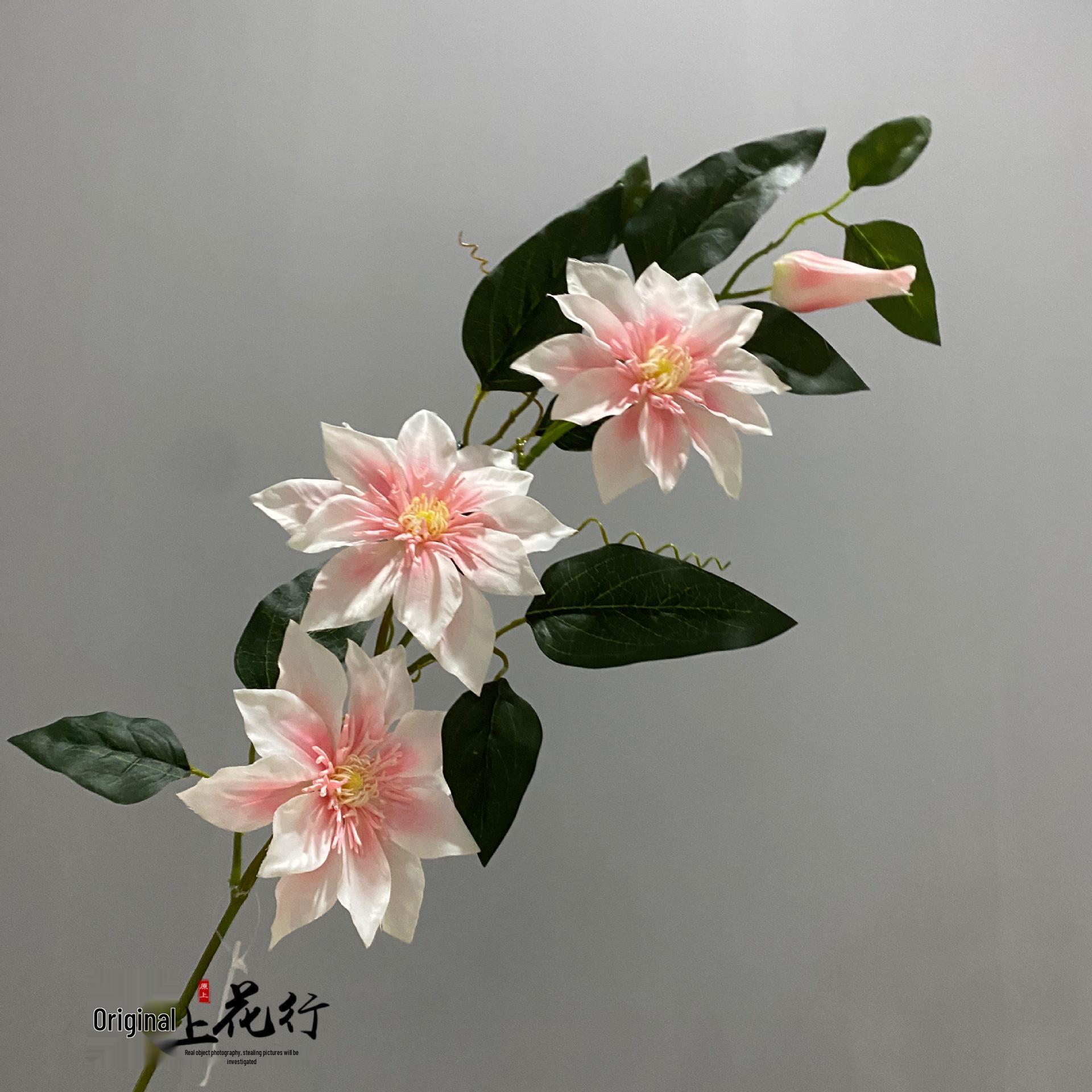 Large French Double-Petal Clematis Artificial Silk Flower for Home and Wedding Decor