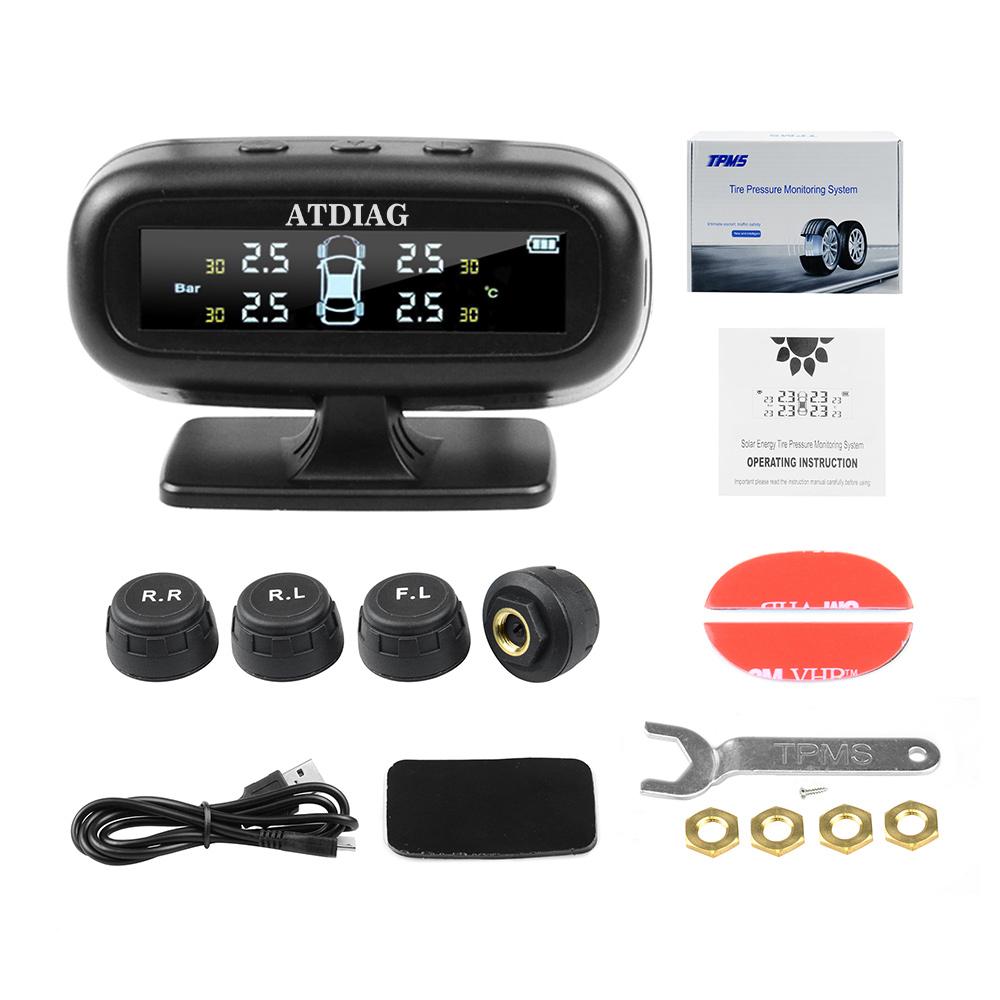Best quality USB Solar Charging Motorcycle TPMS Motor Tire Pressure Tyre Temperature Monitoring Alarm System with 2 External Portable