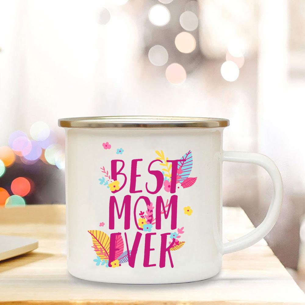 Emaille-Tassen „Best Mom Ever“ – Muttertagsgeschenk für Mama, Geburtstagsgeschenke für Mama, Tasse „Best Mom Ever“ – Kaffee-/Teetassen für Mama, Trinkbecher für Mutter