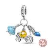 New 100% 925 Silver Pumpkin Car Princess & Cactus Pendant Fit 925 Bracelet Jewelry Making Women Gift
