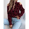 Women S Leopard Print Long Sleeve High Neck Casual Sweater