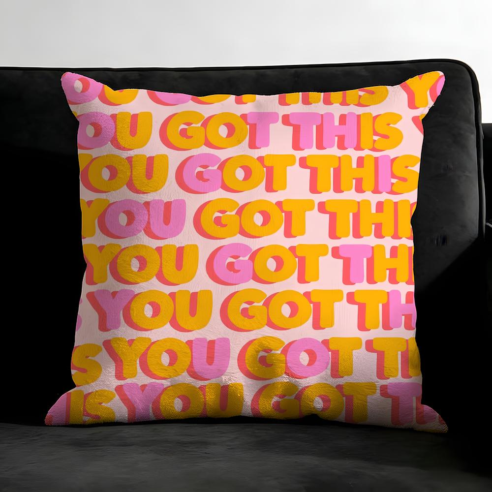 English Letters Fashion Cushion Cover Pillowcase Ultra Soft Skin Friendly Fabric Cloud Like Comfort & Concealed Zipper