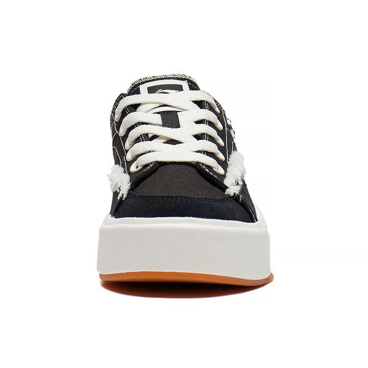 Li Ning Comfy Fabric Leather Slip Resistant Durable Lightweight Low Top Skate Shoes Women Sneakers Black White AGCS036-1