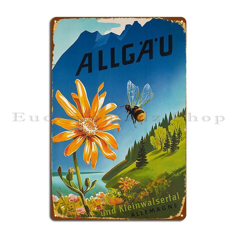 Allgau Bavaria Germany Vintage Travel Poster Metal Signs Garage Wall Printing Wall Mural Pub Mural Tin Sign Poster 20X30CM