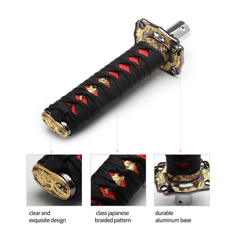 100/150/200mm JDM Katana Schaltknauf Samurai Schwert Schalthebelknauf mit 4 Adaptern Universell passend für die meisten manuellen und automatischen Autos