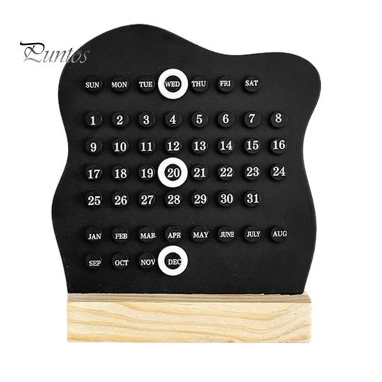 Wiederverwendbarer Ganzjahreskalender, Ewiger Block mit Datumsmarkierer, Schreibtisch-Holz, Moderne minimalistische Basis, DIY-Ring, Ein Tagesplaner für Büro und Zuhause