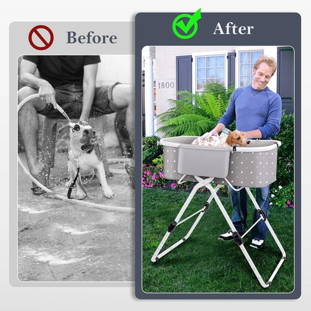 Dog Bathing Tub for Bath Shower Grooming Liftable Height Portability Adjustable Folding Dogs Bath Bathing Rack Pet Products
