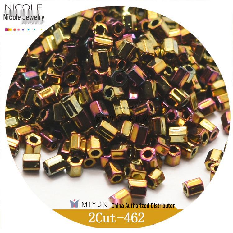 Japanese MIYUKI Seed Beads 2-Cut 11/0 Cube 2mm, Metallic Matte Series, 12 Colors, 10g Pack.