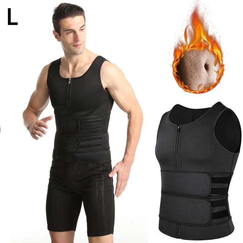 Gilet Sauna Uomo con Zip Frontale, Doppie Cinghie Regolabili e Tessuto Termocatturante, Perfetto per Allenamento in Palestra e Modellamento del Corpo