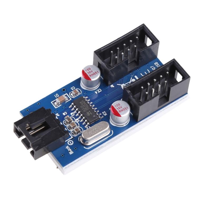 9pin USB Header Male 1 to 2 Female Extension Card USB 2.0 Splitter Cable Connector for Motherboard, Adapter Port