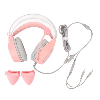 Cat Ear Gaming Headset Roseate RGB Light Adjustable Headband Wired Gaming Headphone with Mic for PC