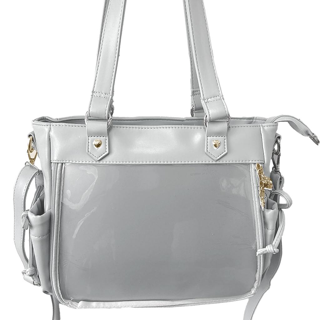Seraphim Faux Leather Ita Bag with Side Pockets, Perfect for Otaku Activities, g.trigger, Clear, Transparent, Silver [Parallel Import]
