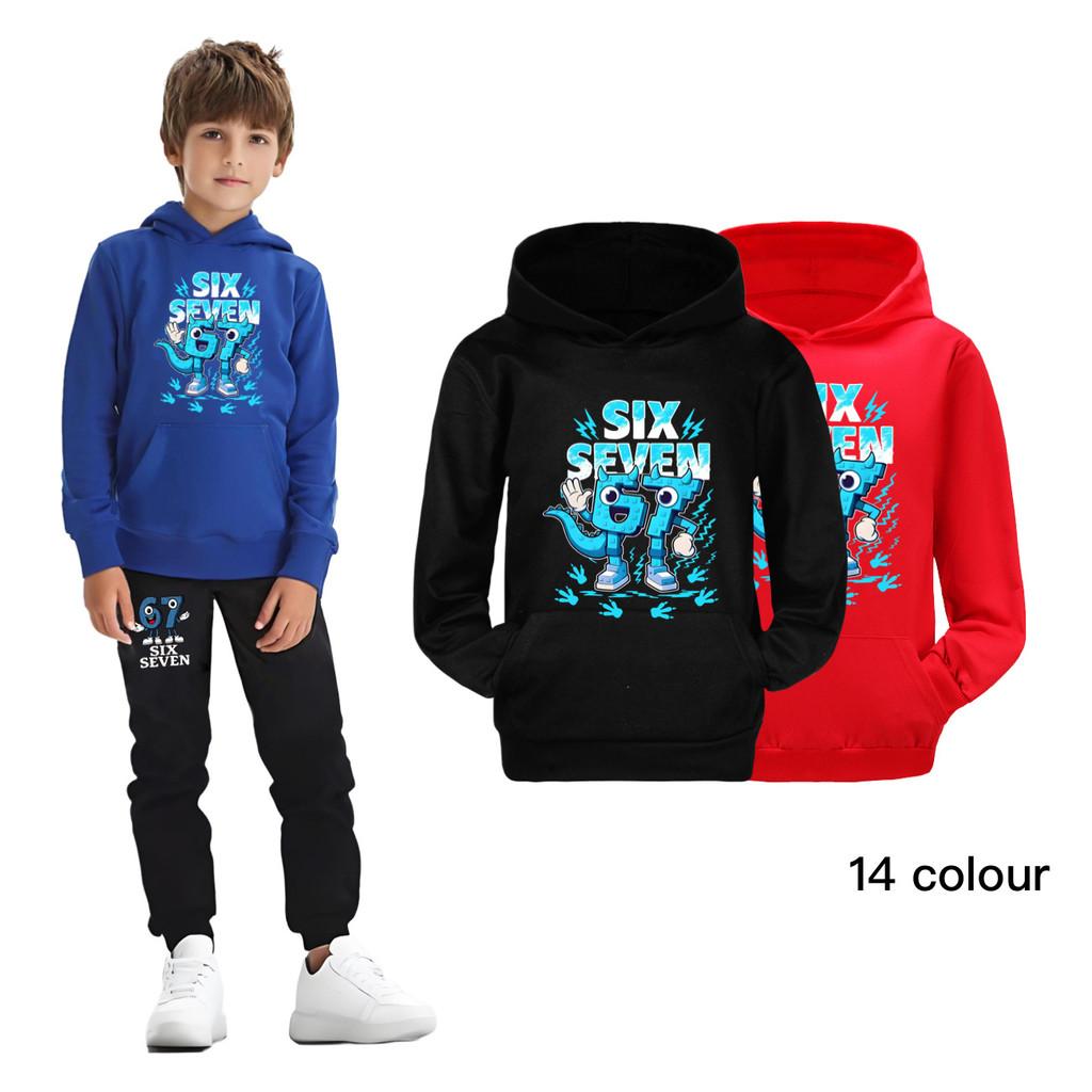 5192 Kinder Jungen Mädchen Steal a Brainrot 67 Six Seven Bedruckter Freizeit-Langarm-Hoodie Top