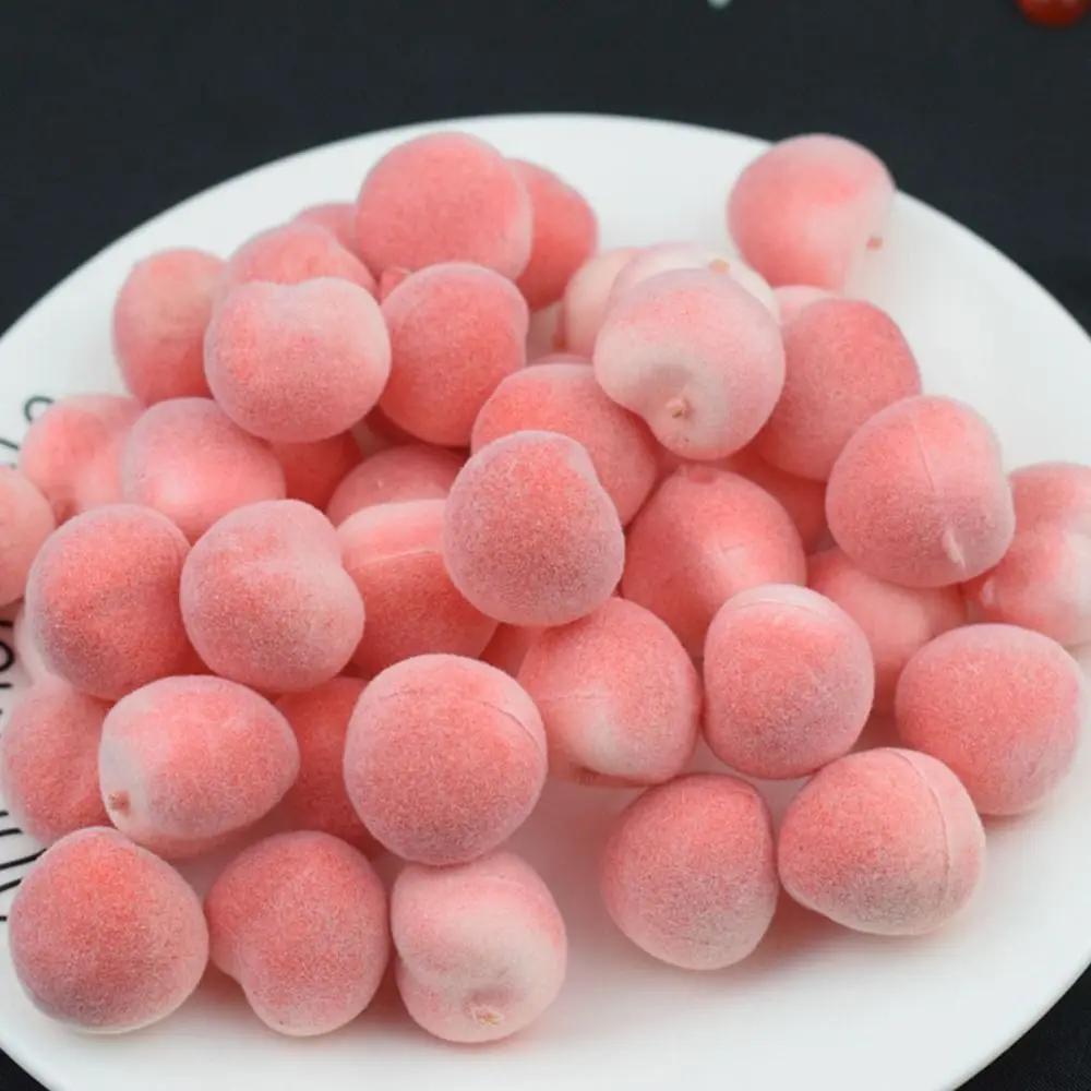20pcs Handmade Simulated Mini Peach Realistic Cartoon Artificial Peach Fruit Material 2-3.5cm Foam Simulated Fake Fruits