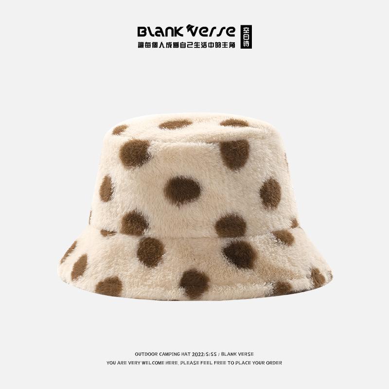 Imitation Fox Hair Plush Hat Female Winter Face Small Thickened Warm Bucket Hat Big Head Circumference Cold Basin Hat