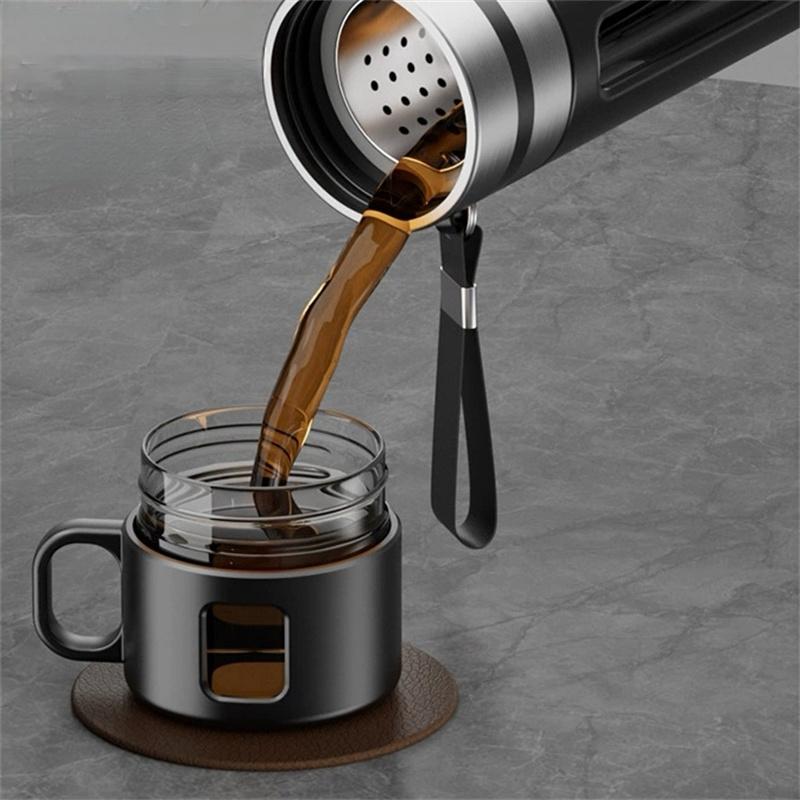 Bottiglia per Acqua e Tè in Vetro da 520ML con Infusore per Tè Vetro Borosilicato Alto Separazione Acqua/Tè Tazza da Acqua Tumbler Filtrante da Viaggio