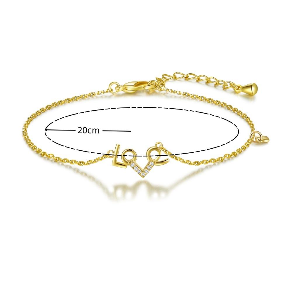 14K Gold Plated Chrome Love Bracelets 20cm Copper White Zircon Love Bracelet for Couple