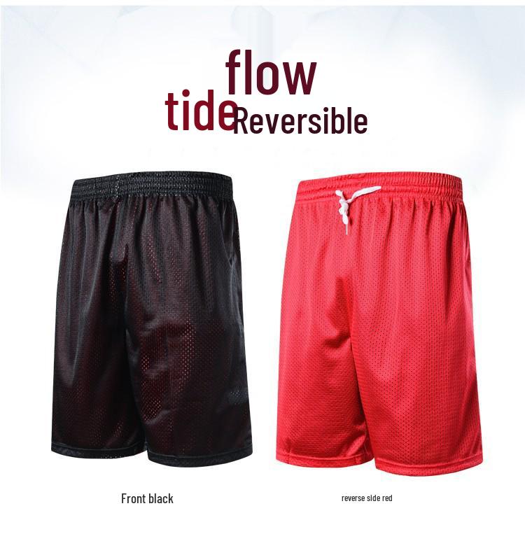 Men's Plus Size Breathable Double-Sided Basketball Shorts - Over-the-Knee, Loose Fit, Sweat-Absorbing, Trendy Sportswear.
