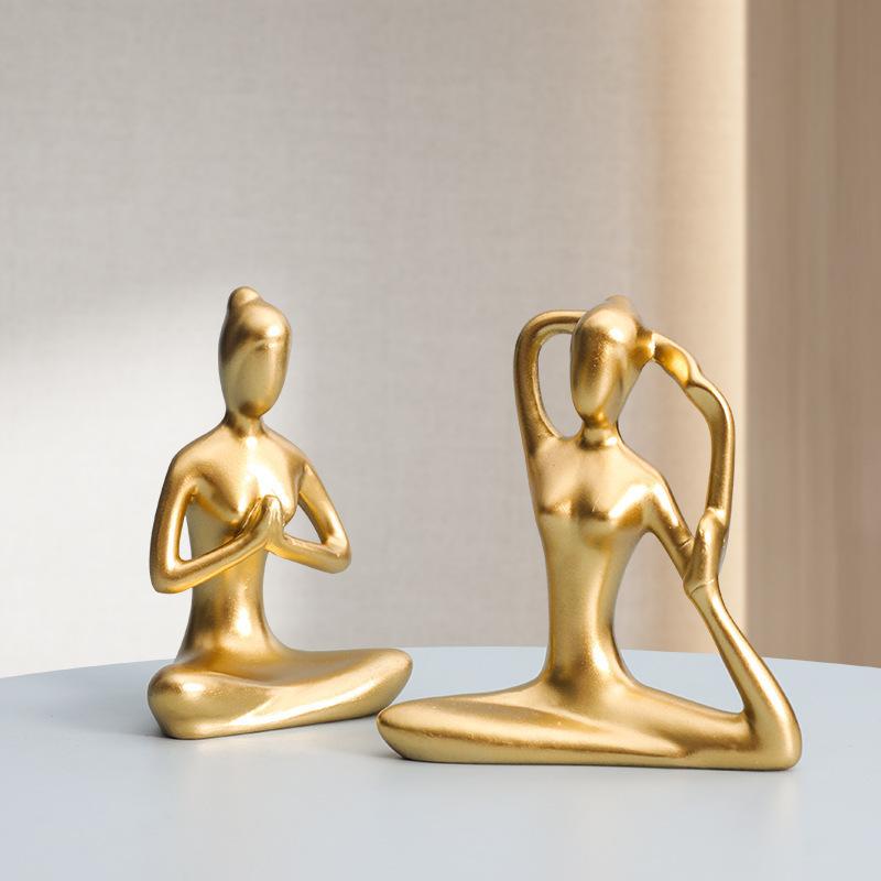 Sculpture Home Decor Abstract Art Yoga Poses resin Figurine Lady Figure Statue Study Office Yoga Studio Ornaments Decorations