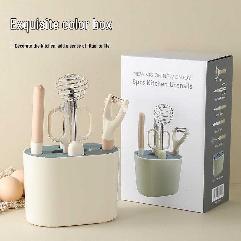 Stainless Steel Kitchen Knife Set with Cutting Board and Storage, Ideal for Baby Food and Dormitory Use