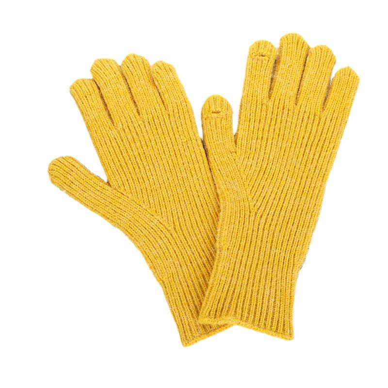 Korean Style Solid Color Knitted Gloves for Women In Autumn and Winter with Touch Screen Wool Split Fingers and Fingerless Students Fashionable