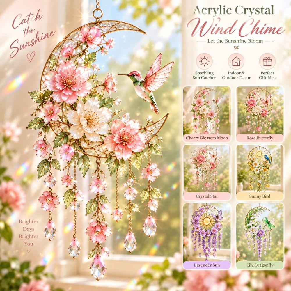 Hanging Decorations Crystal Pendant Colourful Dream Catcher Crystal Wind Chime  For Outside