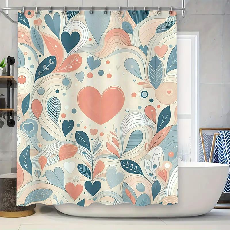 Abstract Hearts And Leaves Waterproof Shower Curtain