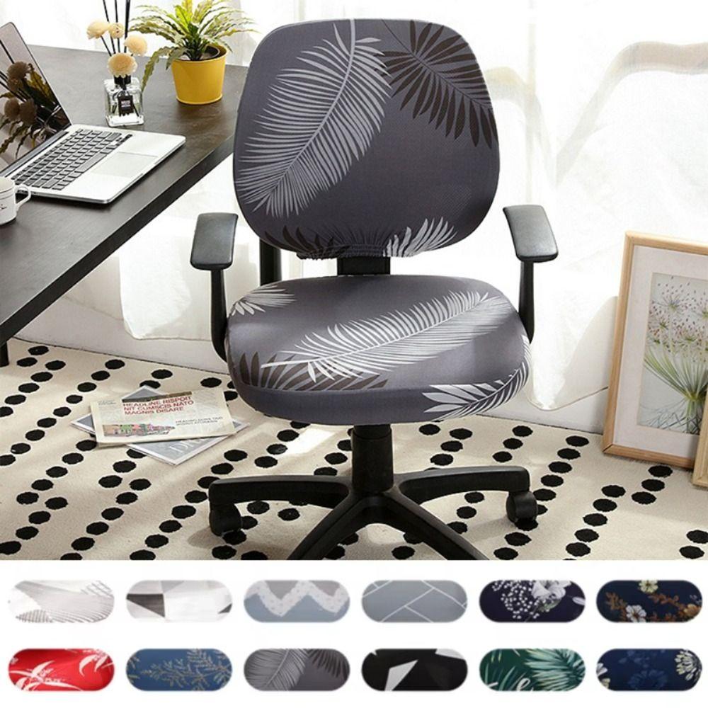 Fashion Stretch Spandex Split Seat Cover Removable Elastic Office Chair Cover Seat Protector Anti-dust Armchair Slipcovers