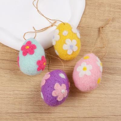 4/8 Stück Filz-Schaumstoff-Ostereier mit Seilkorb-Füllung Kindergeschenk Frohe Ostern Heimdekoration Bemalte Blume Punkt Ei Baum Anhänger
