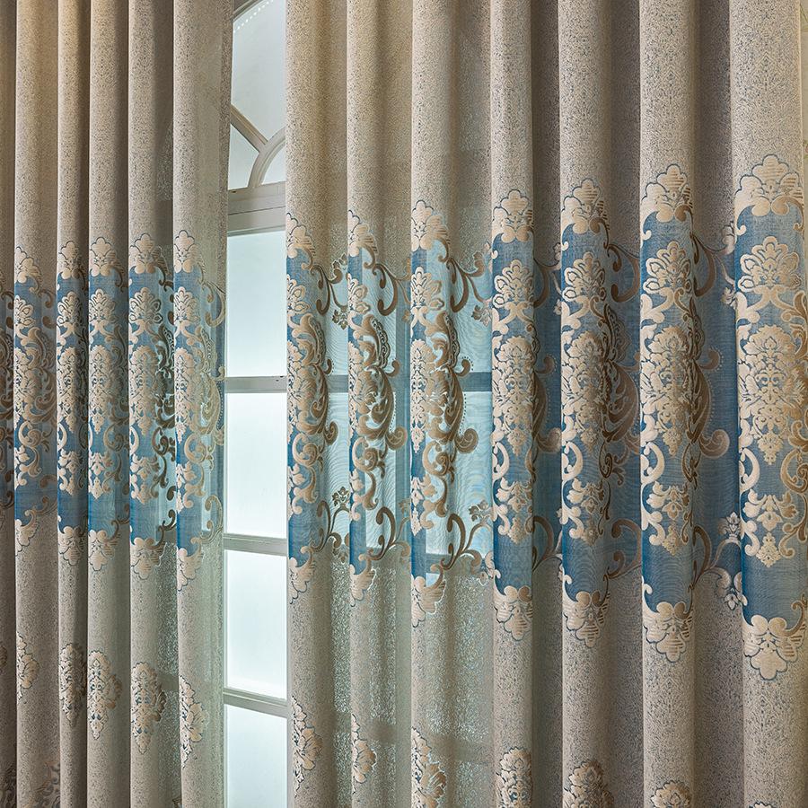 High-end Atmospheric Luxury European Hollow Jacquard Curtains Living Room Bedroom Balcony Villa Palace