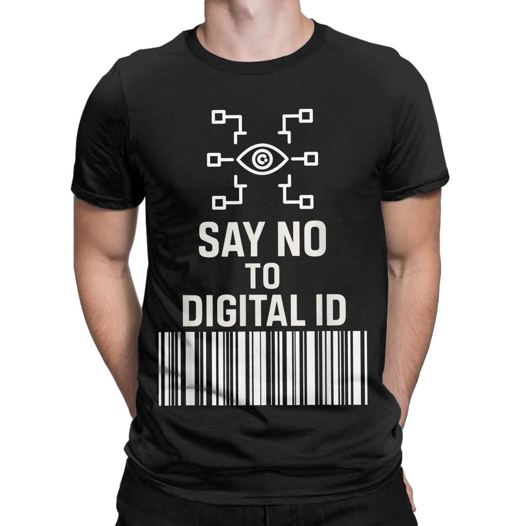 Say No To Digital Id British T-Shirt Men BritCard Protest Privacy Cotton Tee Shirt Crewneck Short Sleeve T Shirt Gift Clothing