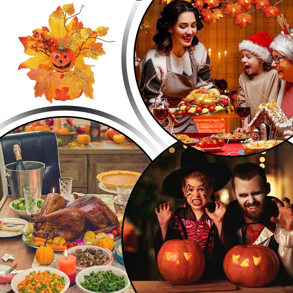 Artificial Pumpkins Halloween decorations Pumpkin ornaments Artificial pumpkin maple leaves Autumn home Decorative props