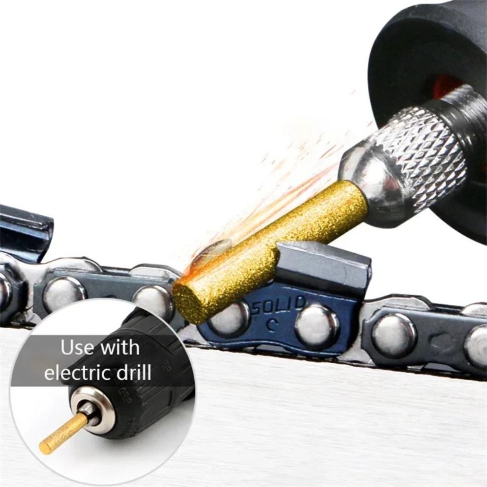 Golden Diamond-plated Cylindrical Rebar, 4/4.8/5.5mm Chainsaw Sharpener, Stone Lime, Chain Saw, Sharpening, Carving, Grinding
