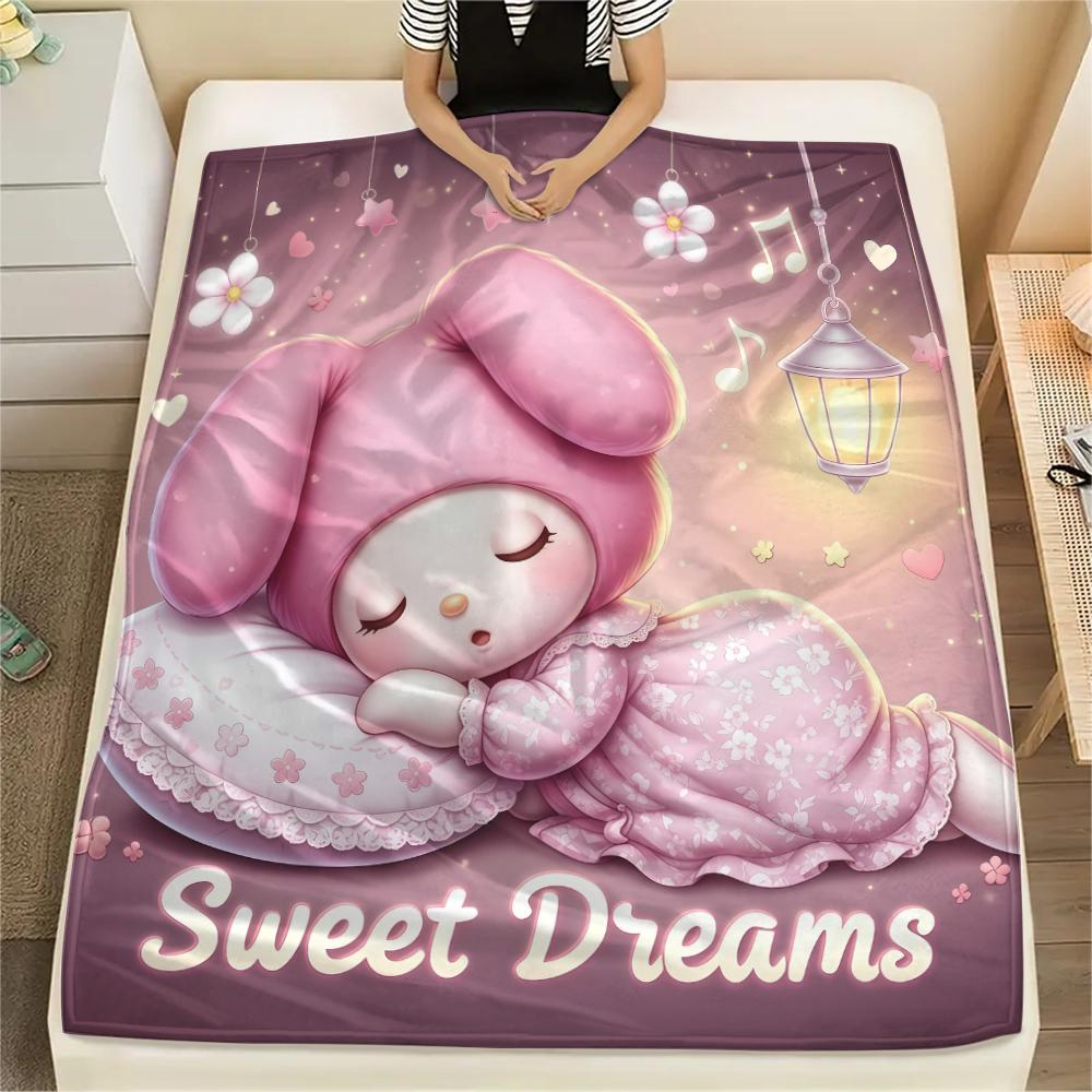 

1 шт. Фланелевое одеяло с принтом My Melody, Высококачественное, Для всех сезонов, Декор для дома, Тепло и уют, Идеально для рождественских подарков 80cm x 120cm