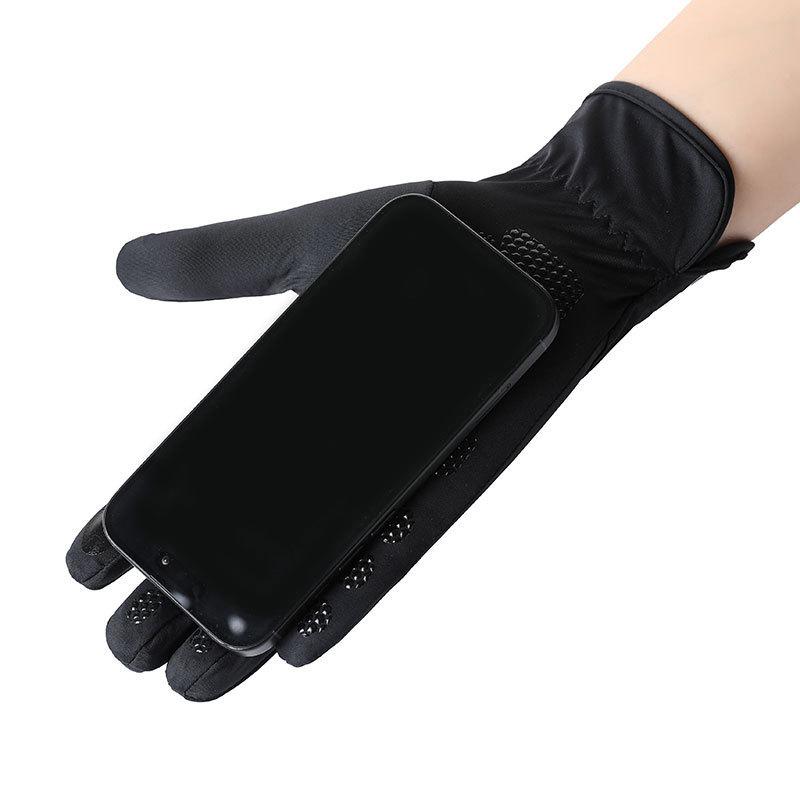 Men's Sun Protection Ice Silk Gloves for Summer Outdoor Sports Riding Driving Lightweight Sunshade and All Finger Non Slip Breathable Gloves
