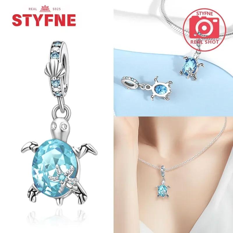 Women Bracelet Diy Fine Jewelry Gifts Original Charms Beads Copper Ocean Series Blue Turtle Starfish Shell Pendants