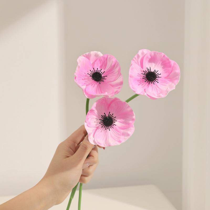 

30cm Artificial Poppy Flower Head Silk Rose Flower Bouquet Craft Supplies Party Wreath Home Decoration New Year Wedding Decor 3Pcs розовый