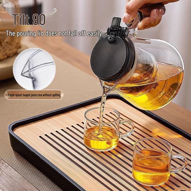 Walnut Handle Glass Teapot with Infuser