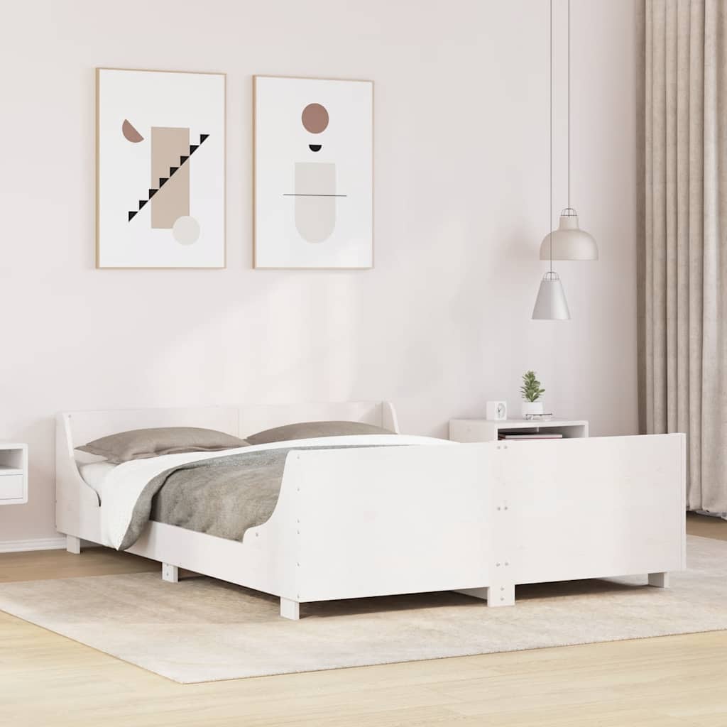 Solid Wood Bed without Mattress White 140 x 200 cm Pine Wood