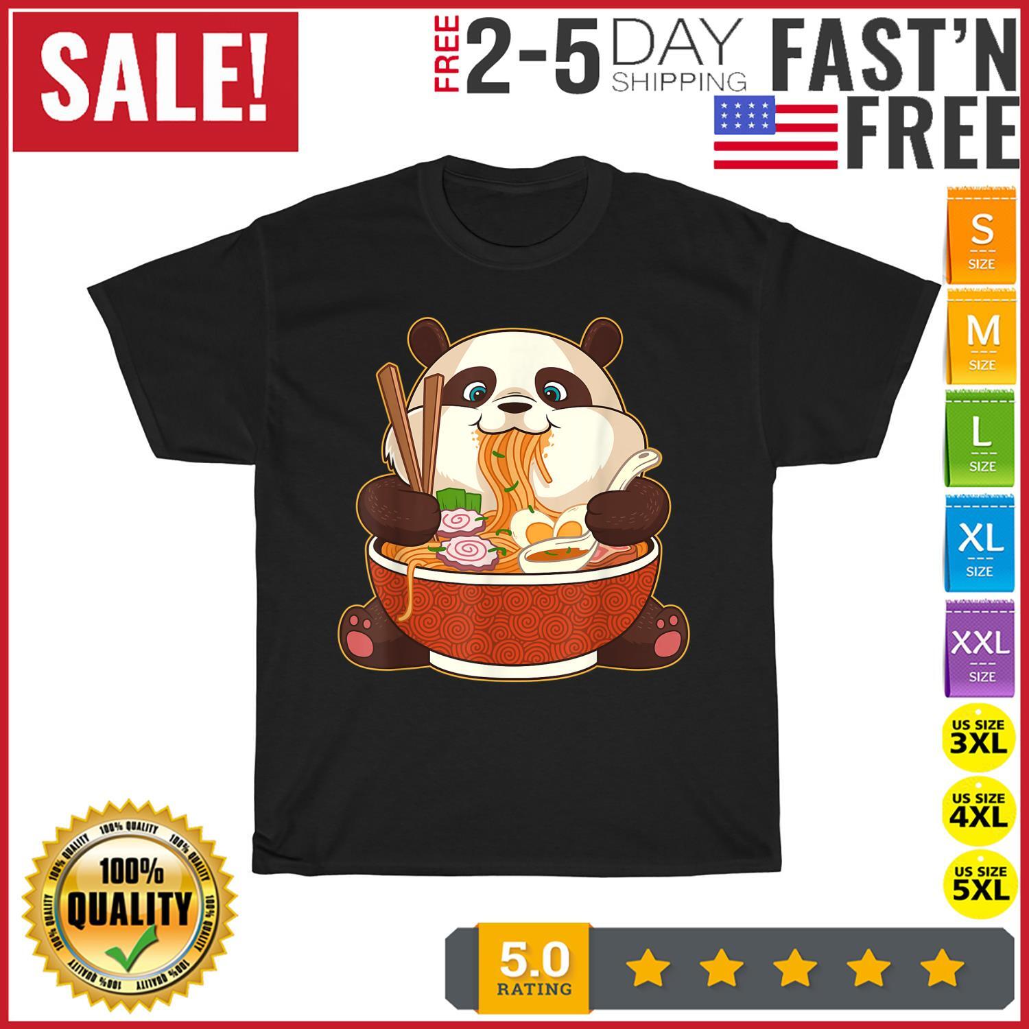 Kawaii Cute Anime Panda Otaku Japanese Ramen Noodles T Shirt Mens Womens Tees Top Men Women Fashion 4XL