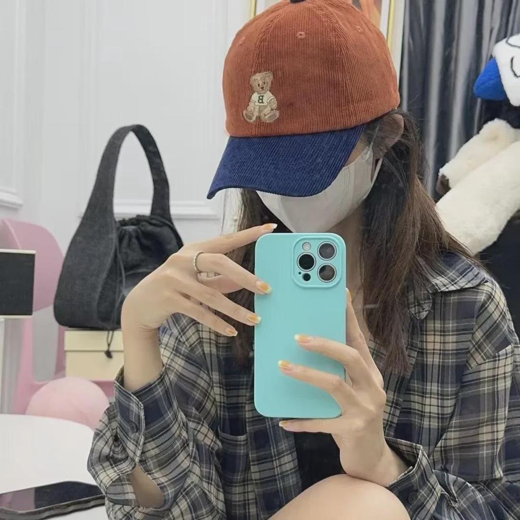 2024 Trendy Corduroy Baseball Cap with Little Brown Bear Design for Women and Men, Perfect for Spring and Autumn