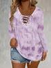 Elegantes Tie-Dye V-Ausschnitt Langarm Übergröße Damen Oberteil für Herbst/Winter 2025