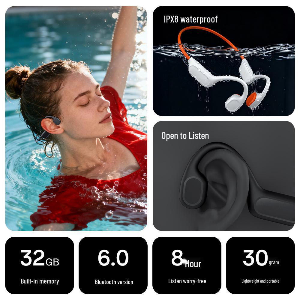 X9 Bone Conduction Bluetooth Headphones: Long Battery, Wireless, for Music, Calls, Sports, Running, Swimming.