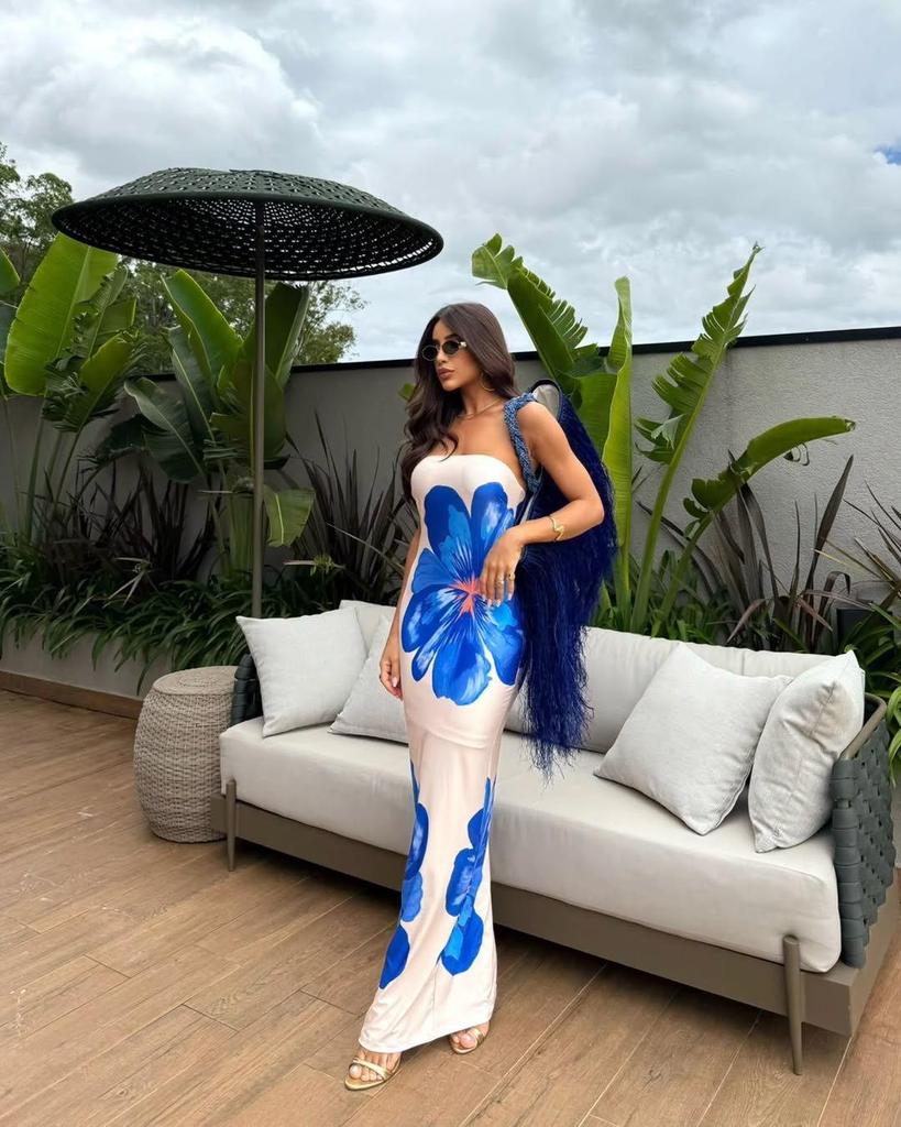 Robe de plage bodycon élégante style européen 2025 sans bretelles