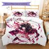 Demon Slayer Pattern Bedding,Quilt Set Quilt Cover Pillowcase Home Birthday Gift (1 * Duvet Cover + 2 * Pillowcase, Without Core)