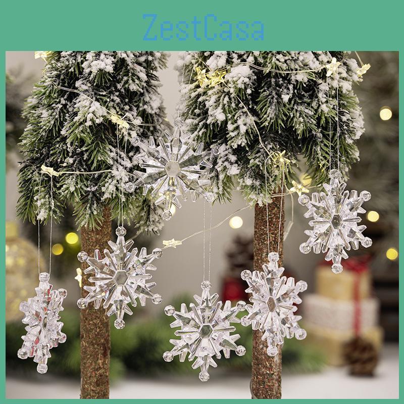 Exquisite Clear 6pc Acrylic Snowflake Tree Ornaments For Stylish Christmas Decor