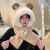 Women's Winter Plush Fox Hat & Scarf Combo - Warm, Trendy, and Versatile Hooded Design