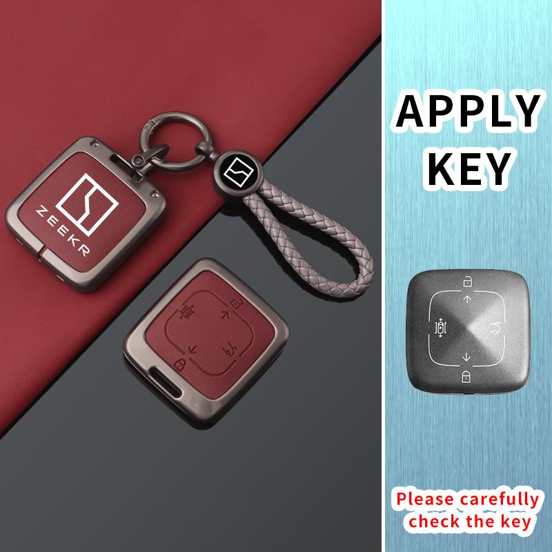 Zinc Alloy Leather Car Key Case Cover, For Zeekr 001 007 009 Zeekr X Zeekr Nfc Holder Shell Fob Protective Keychain Accessories
