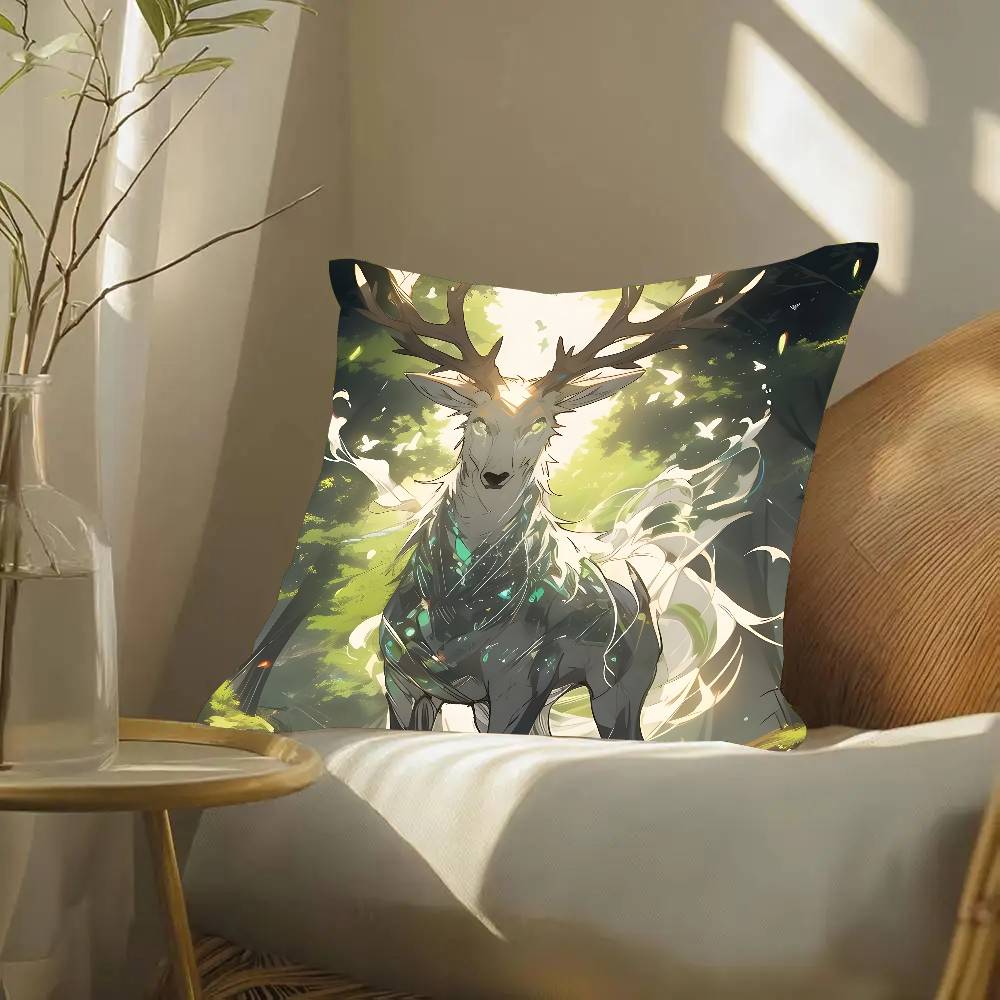 Deer Forest Animals Pillow Case Fashion Square Pillowcase Bedroom Sofa Room Ins Decoration Leisure