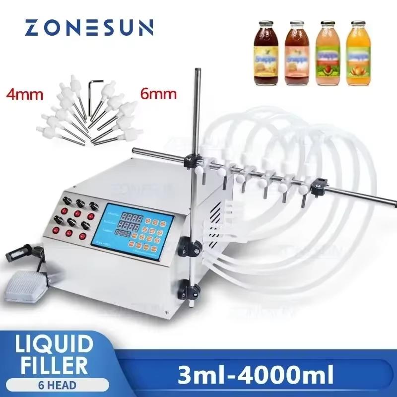 ZONESUN ZS-YTDP6 6 Nozzles Diaphragm Pump Liquid Filling Machine For Perfume Water Juice